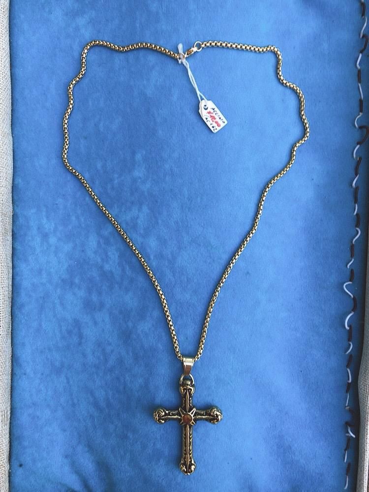 Collana Acciaio croce Oro CAc162