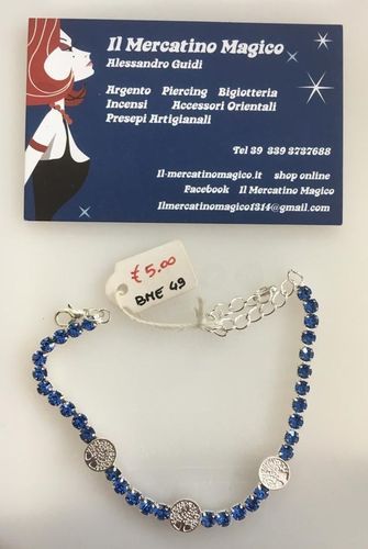 Braccialetto Strass Azzurri Albero Vita