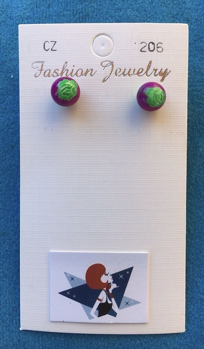 Orecchini Palline Viola CZ206