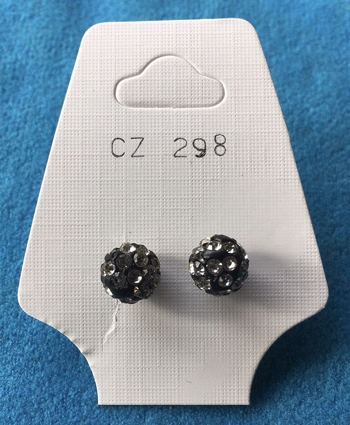 Orecchini Palline Nere Strass CZ298