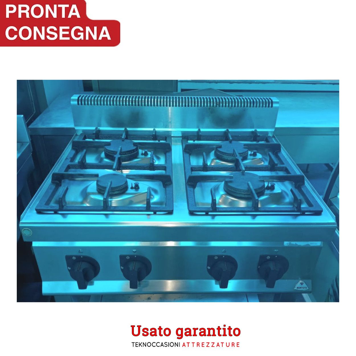 Cucina a gas 4 fuochi professionale Berto's