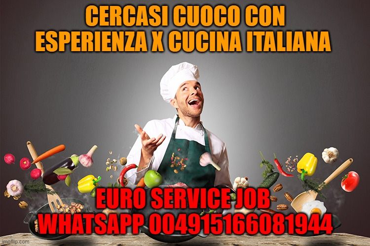 cercasi cuoco francoforte 1600/2000 vito+alloggio 