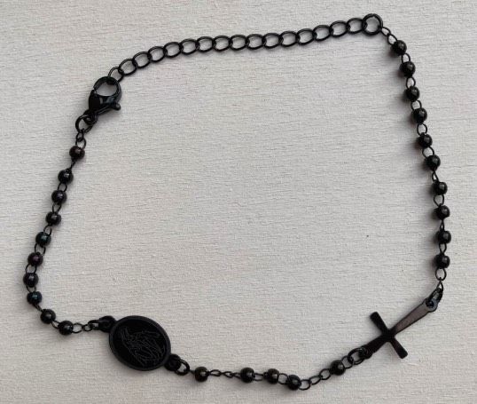 Braccialetto Rosario Nero Acciaio ( BAc04 )