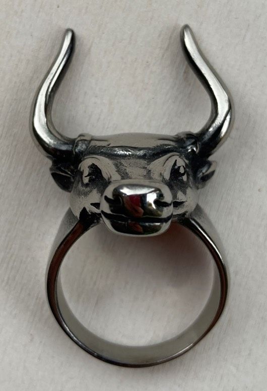 Anello Acciaio Testa di Toro ( Ane38 )
