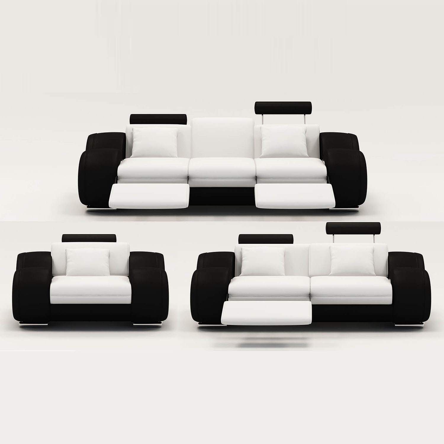 Set divano design OSLO 3 + 2 posti bianco e nero