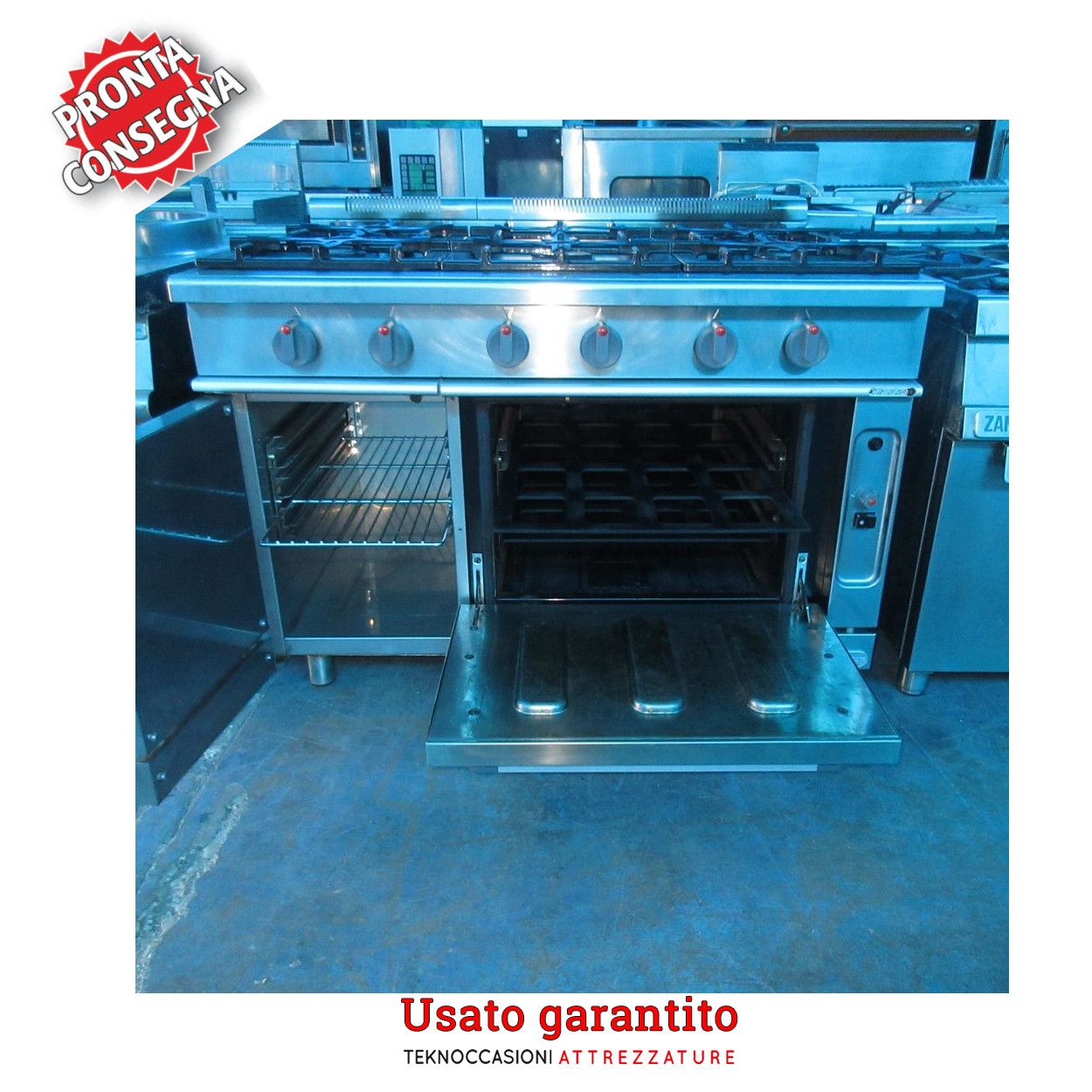 Cucina a gas professionale 6 fuochi con forno 