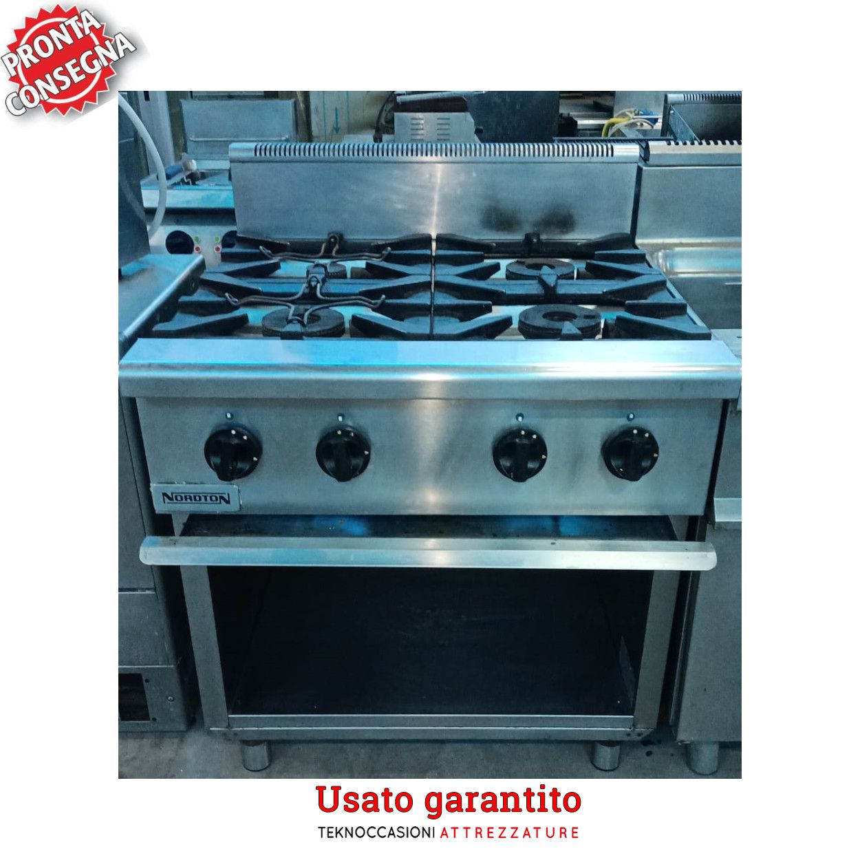 Cucina a gas professionale 4 fuochi con forno 