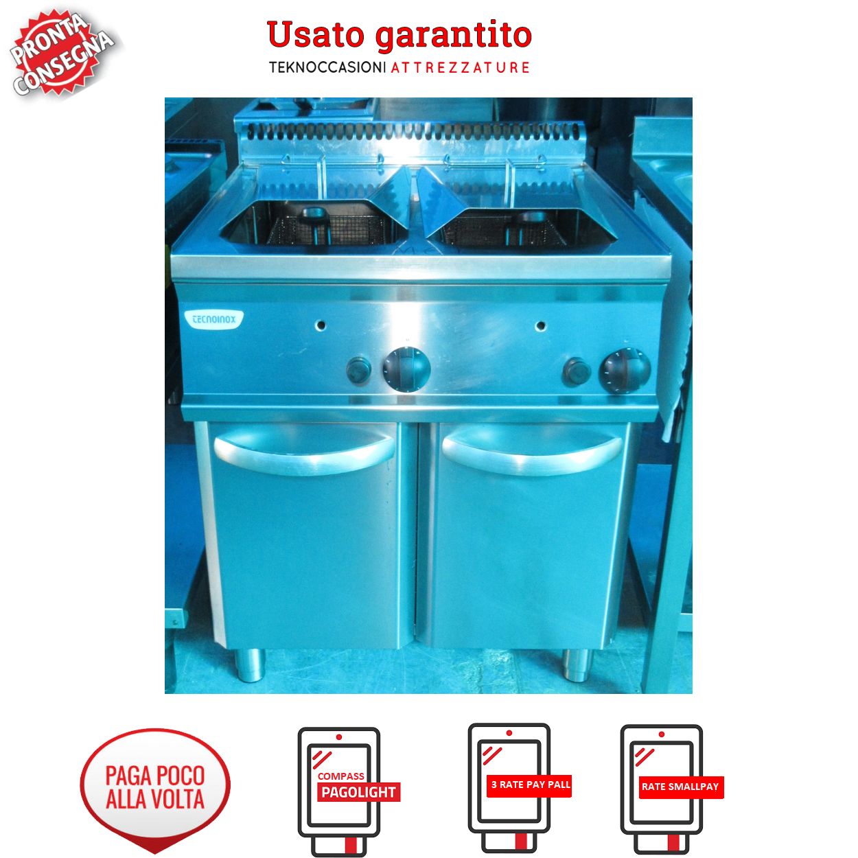 Friggitrice doppia vasca a gas l 14+14 70×69.5×86.