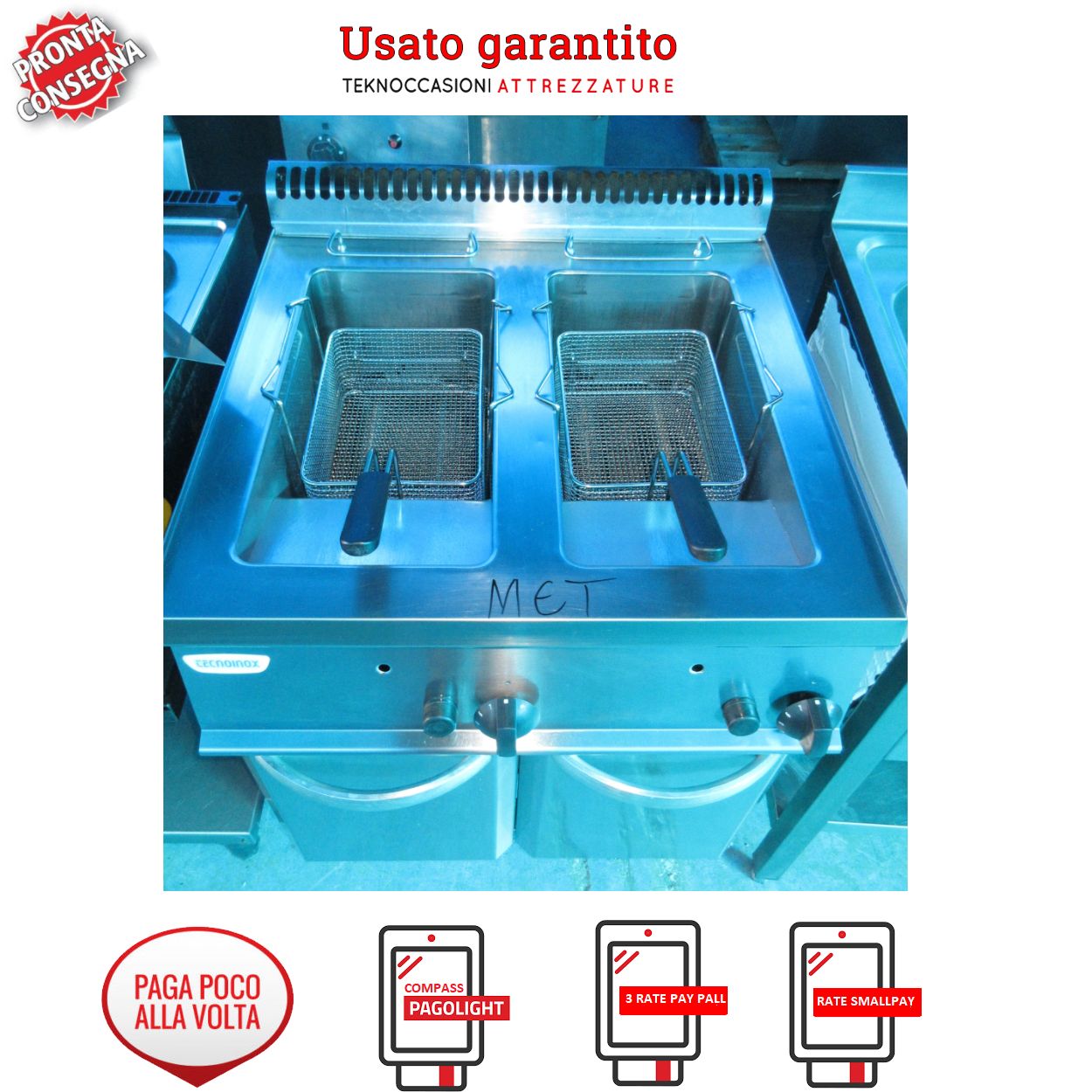 Friggitrice doppia vasca a gas l 14+14 70×69.5×86.